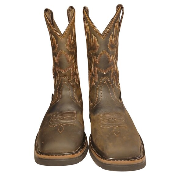 Wolverine Mens Rancher Work Boots 7.5M Brown Leather Mid Calf Steel Toe Western - Picture 1 of 16